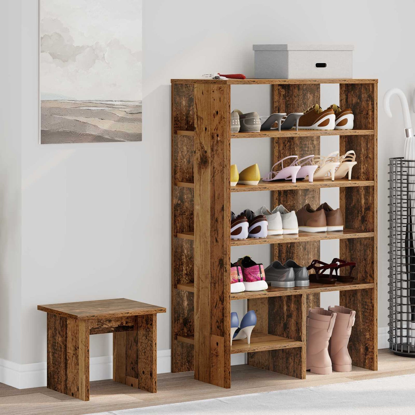 Shoe Cabinet with Shelf 2 pcs Old Wood Engineered Wood