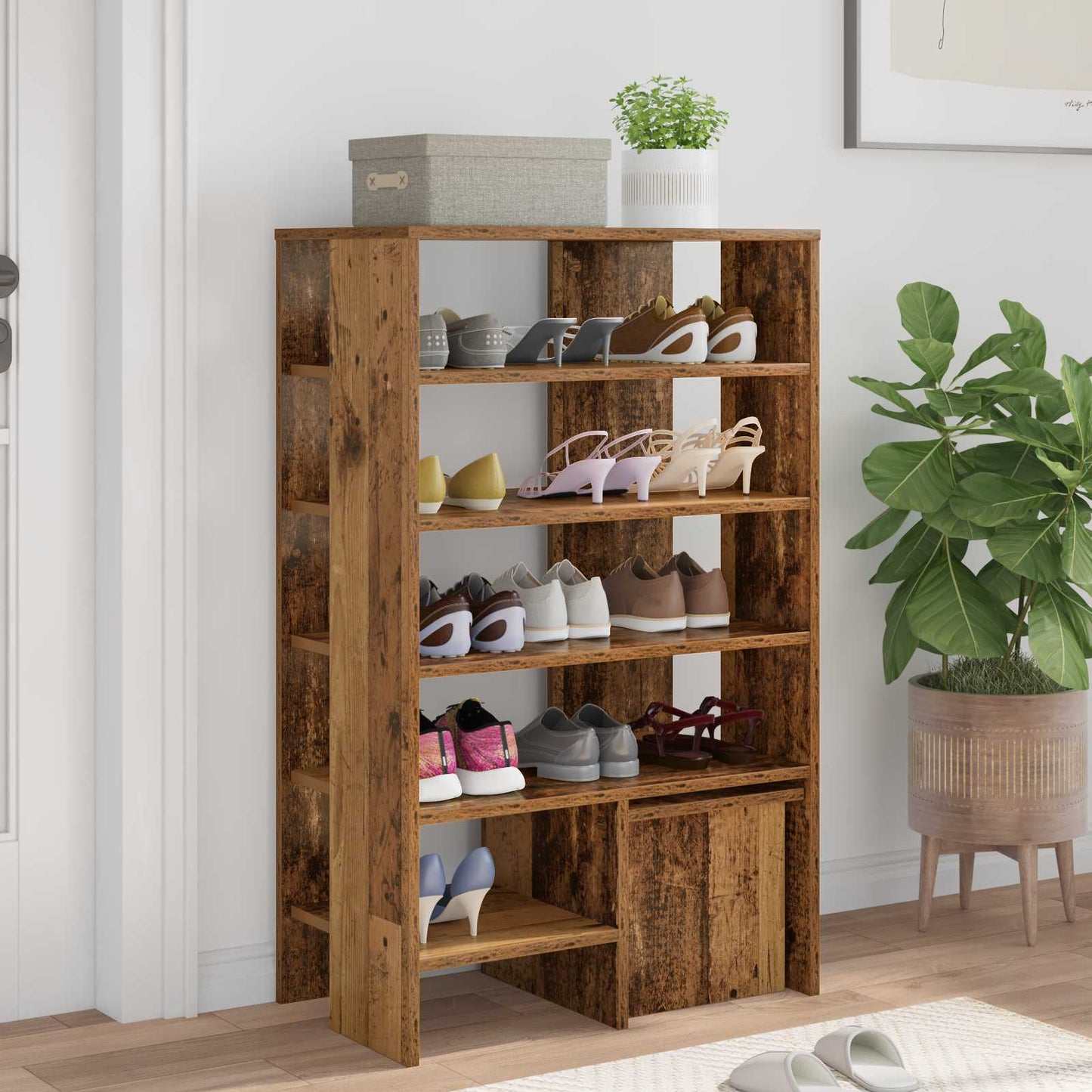 Shoe Cabinet with Shelf 2 pcs Old Wood Engineered Wood