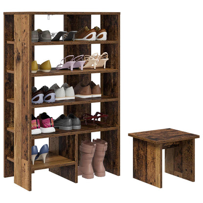 Shoe Cabinet with Shelf 2 pcs Old Wood Engineered Wood