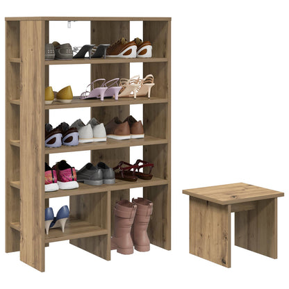 Shoe Cabinet with Shelf 2 pcs Artisan Oak Engineered Wood