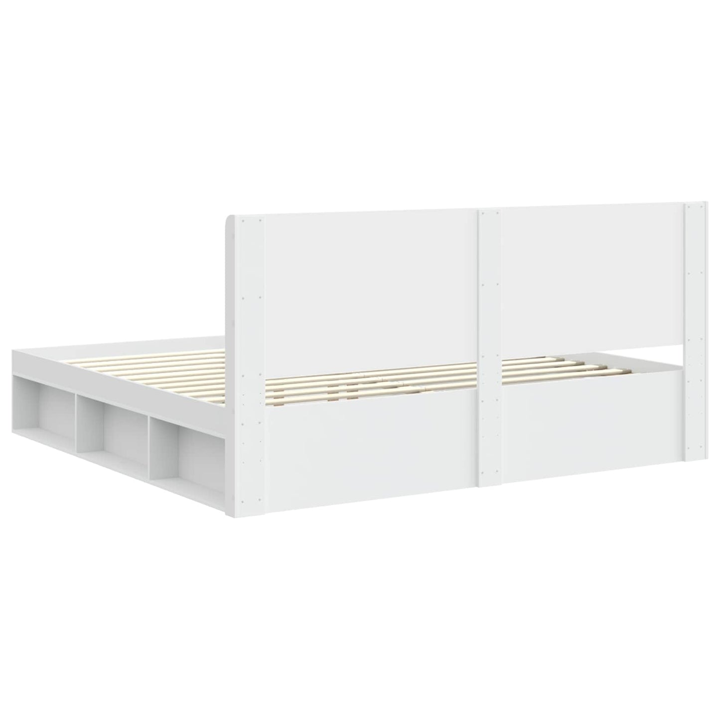Bed Frame with Storage and Headboard White 200 x 200 cm