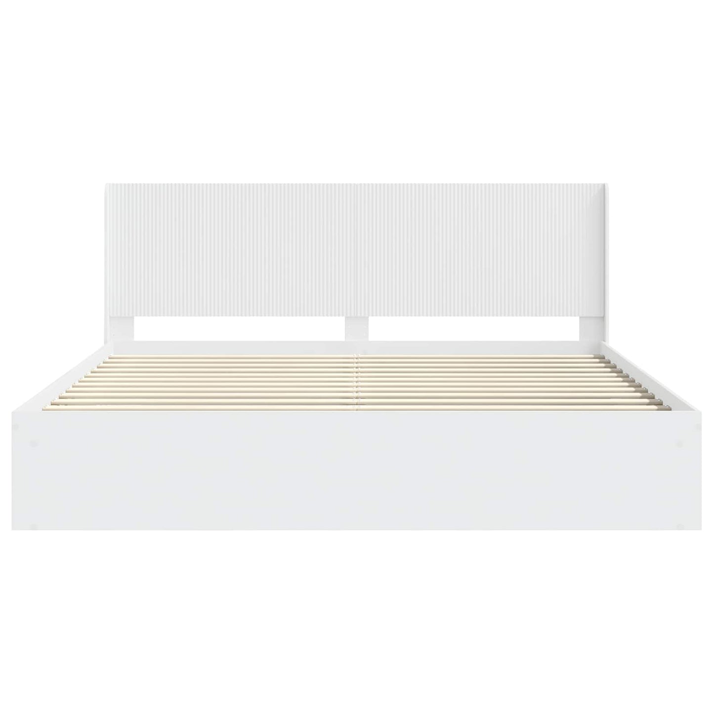 Bed Frame with Storage and Headboard White 200 x 200 cm