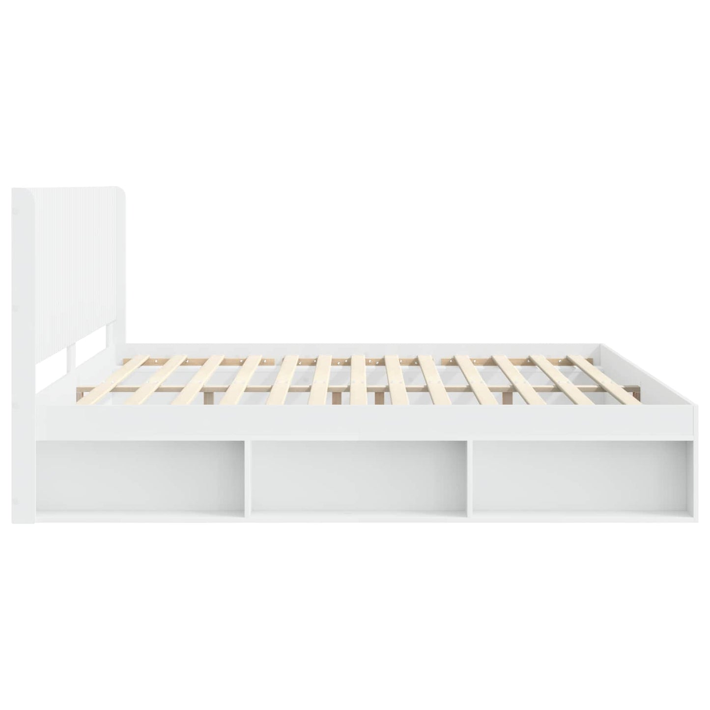 Bed Frame with Storage and Headboard White 200 x 200 cm