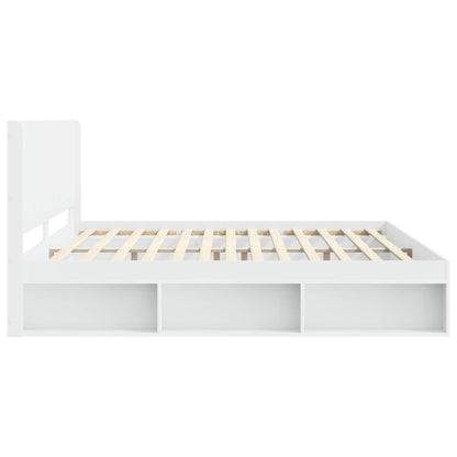 Bed Frame with Storage and Headboard White 200 x 200 cm
