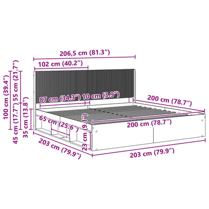 Bed Frame with Storage and Headboard Black 200 x 200 cm