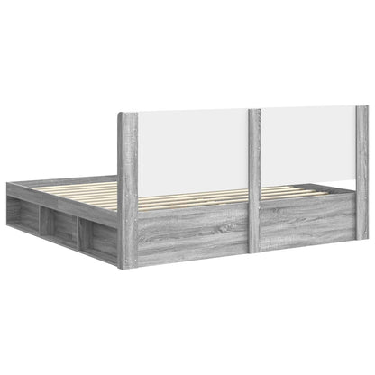 Bed Frame with Storage and Headboard Grey Sonoma 200 x 200 cm
