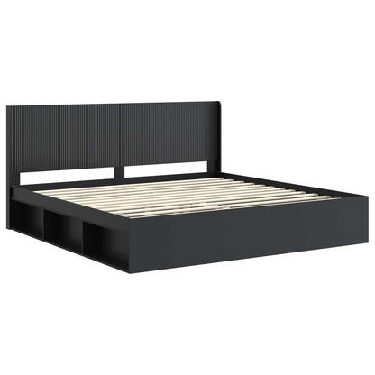 Bed Frame with Storage and Headboard Black 180 x 200 cm