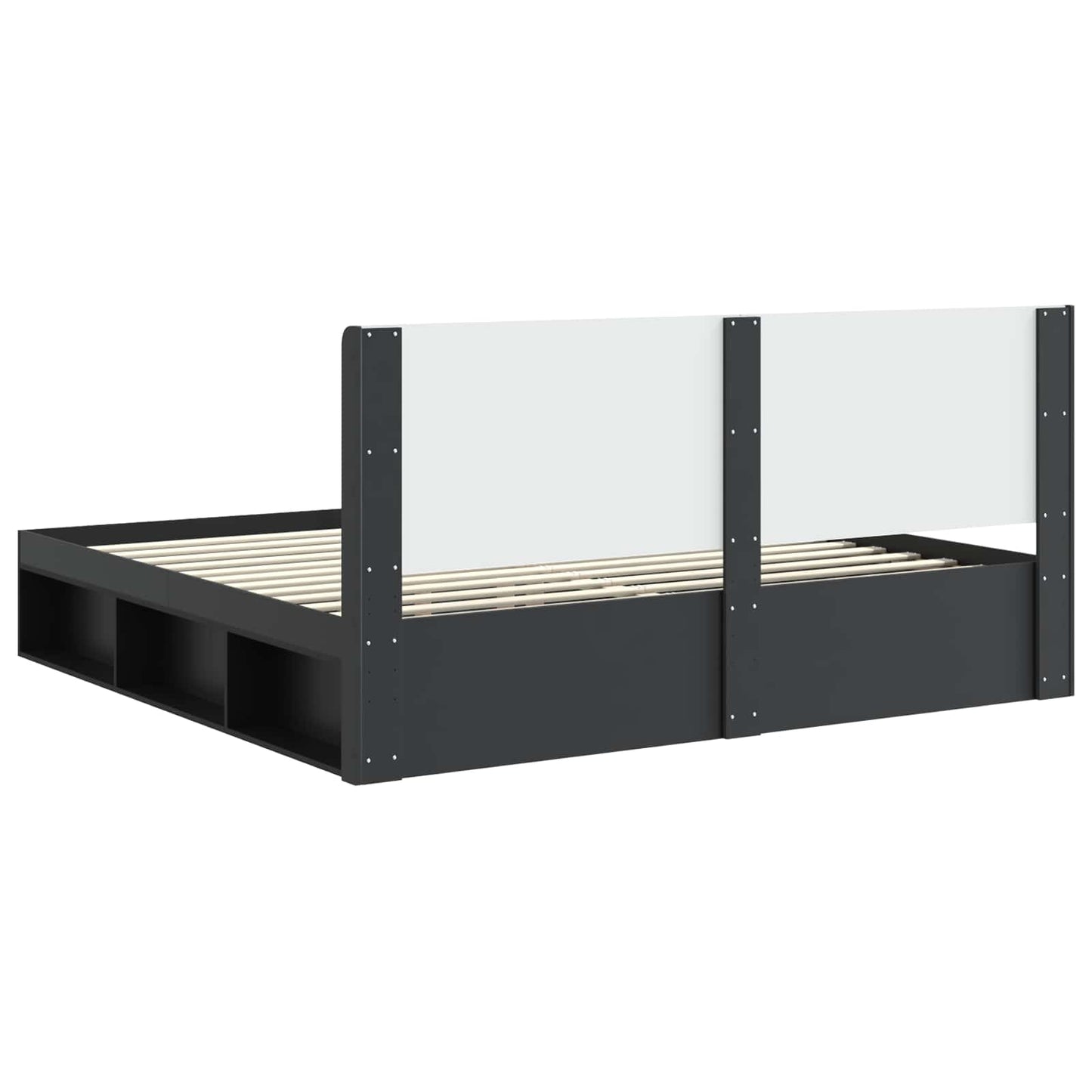 Bed Frame with Storage and Headboard Black 180 x 200 cm