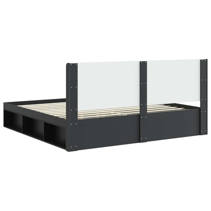 Bed Frame with Storage and Headboard Black 180 x 200 cm