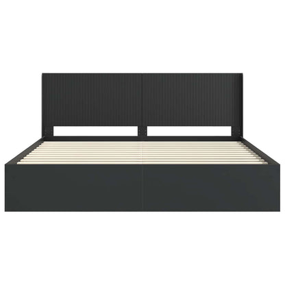 Bed Frame with Storage and Headboard Black 180 x 200 cm