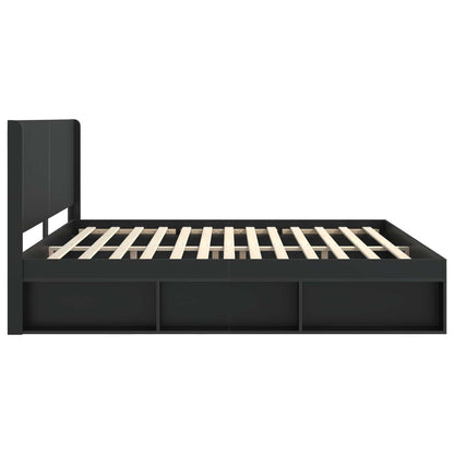 Bed Frame with Storage and Headboard Black 180 x 200 cm