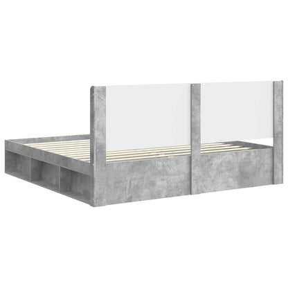 Bed Frame with Storage and Headboard Concrete Grey 180 x 200 cm