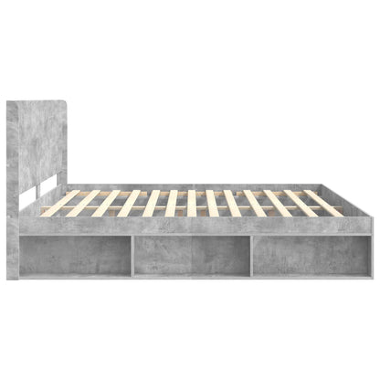 Bed Frame with Storage and Headboard Concrete Grey 180 x 200 cm