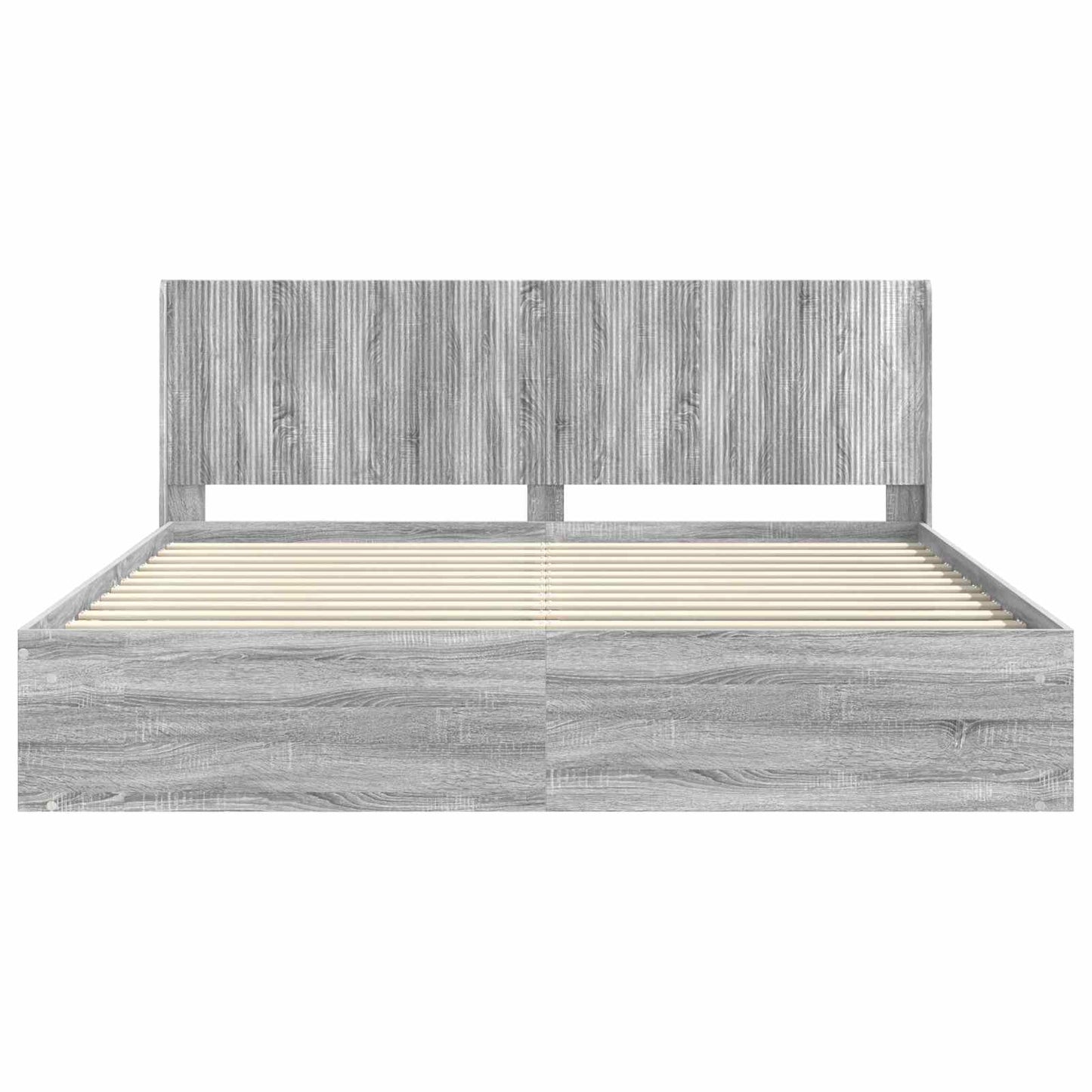 Bed Frame with Storage and Headboard Grey Sonoma 180 x 200 cm