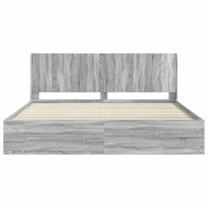 Bed Frame with Storage and Headboard Grey Sonoma 180 x 200 cm