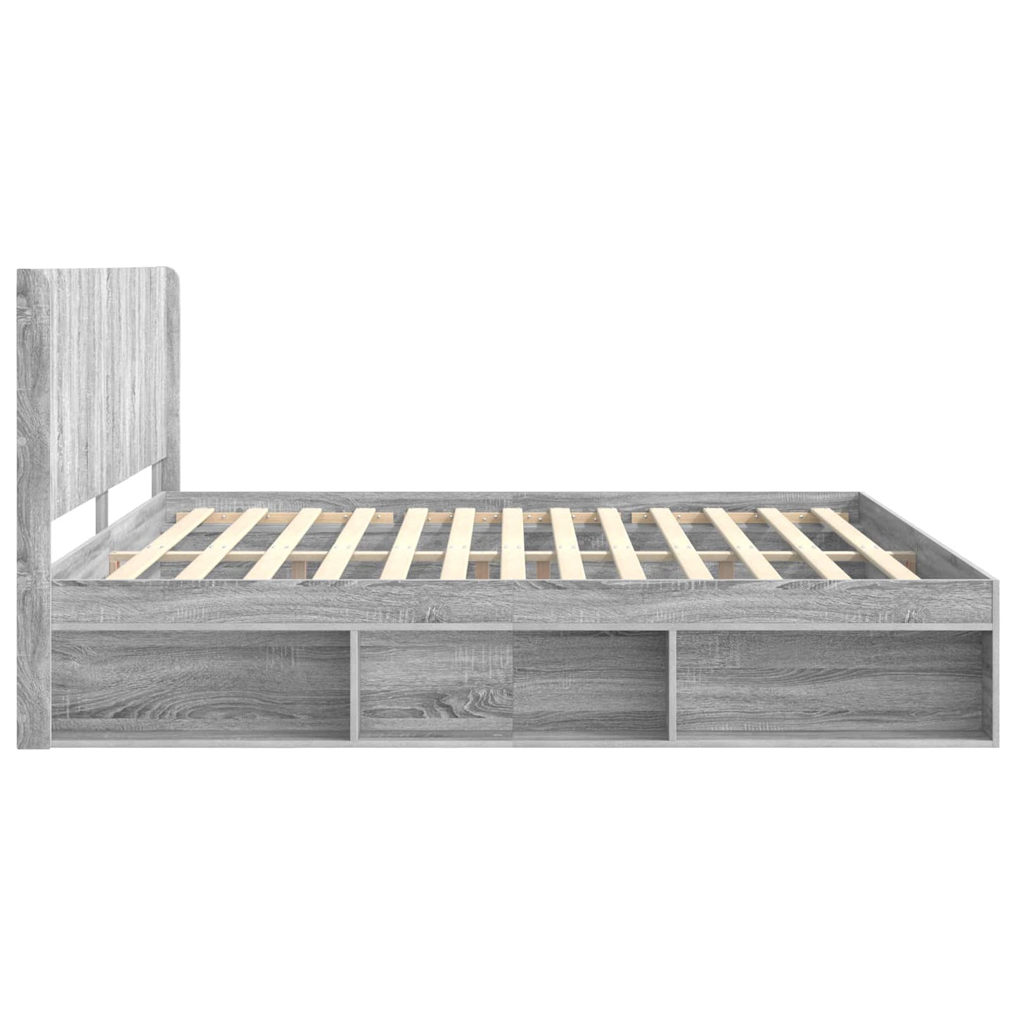 Bed Frame with Storage and Headboard Grey Sonoma 180 x 200 cm