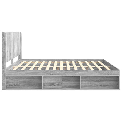 Bed Frame with Storage and Headboard Grey Sonoma 180 x 200 cm