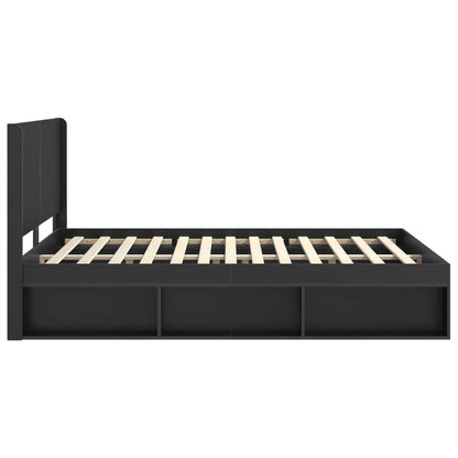 Bed Frame with Storage and Headboard Black 150 x 200 cm