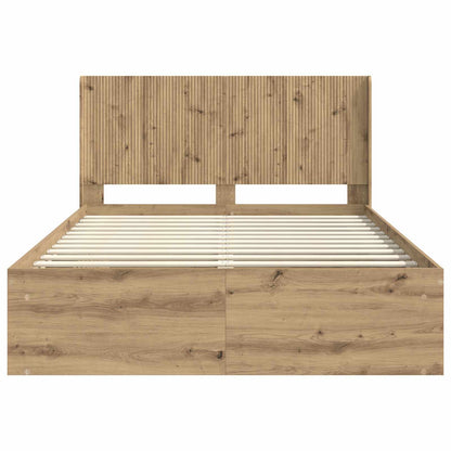 Bed Frame with Storage and Headboard Artisan Oak 150 x 200 cm
