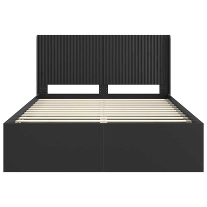 Bed Frame with Storage and Headboard Black 135 x 190 cm
