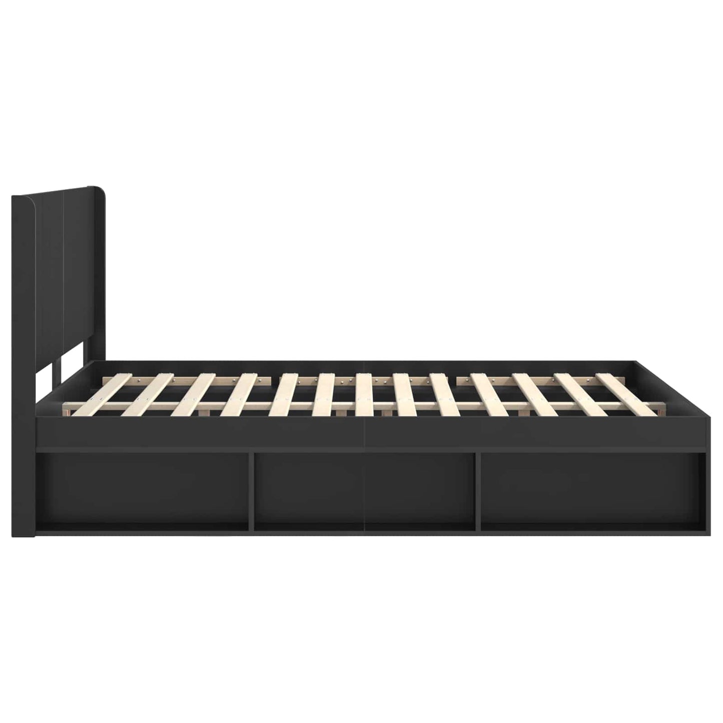 Bed Frame with Storage and Headboard Black 135 x 190 cm