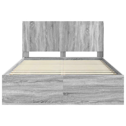 Bed Frame with Storage and Headboard Grey Sonoma 135 x 190 cm