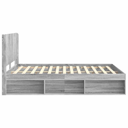 Bed Frame with Storage and Headboard Grey Sonoma 135 x 190 cm