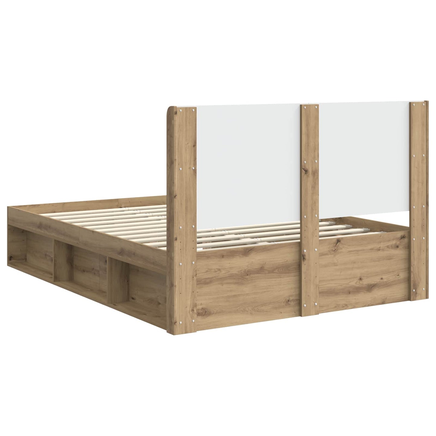 Bed Frame with Storage and Headboard Artisan Oak 135 x 190 cm
