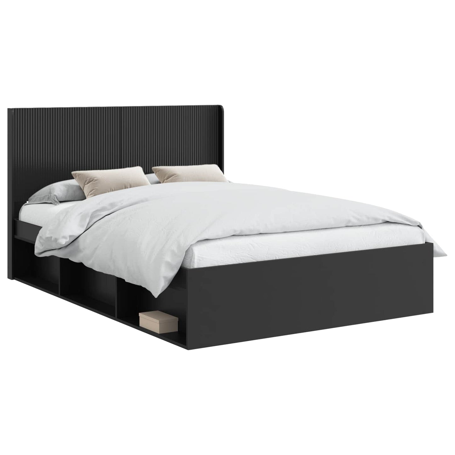Bed Frame with Storage and Headboard Black 120 x 200 cm
