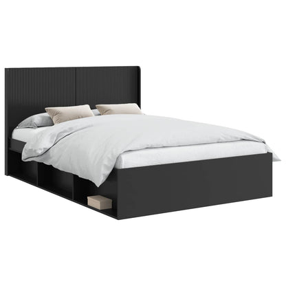 Bed Frame with Storage and Headboard Black 120 x 200 cm