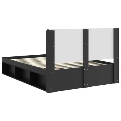 Bed Frame with Storage and Headboard Black 120 x 200 cm