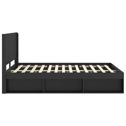 Bed Frame with Storage and Headboard Black 120 x 200 cm