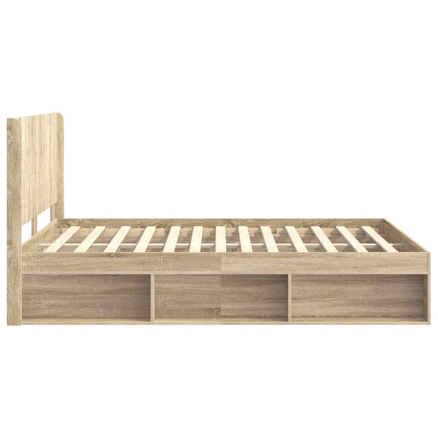 Bed Frame with Storage and Headboard Sonoma Oak 120 x 200 cm