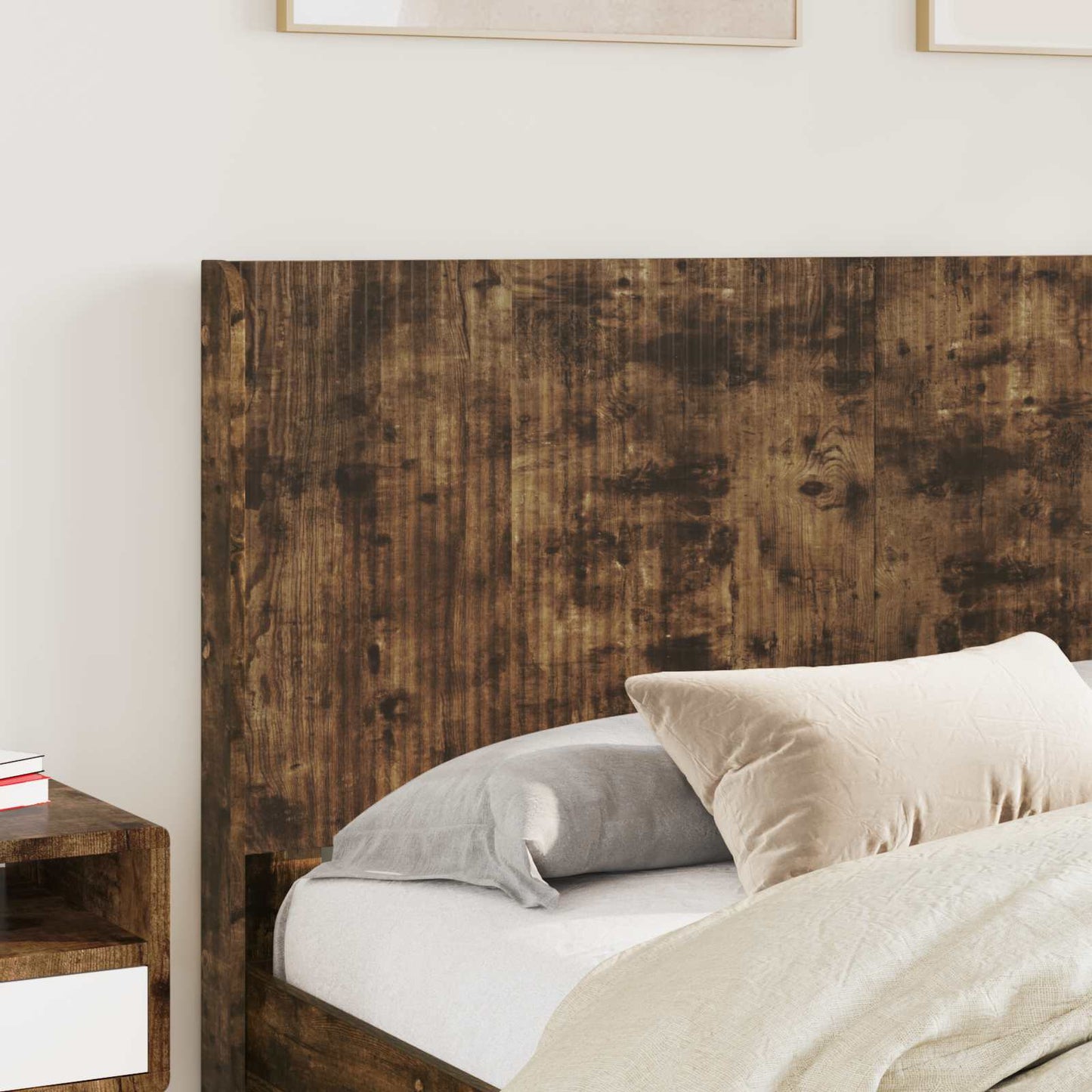 Bed Frame with Storage and Headboard Smoked Oak 120 x 200 cm