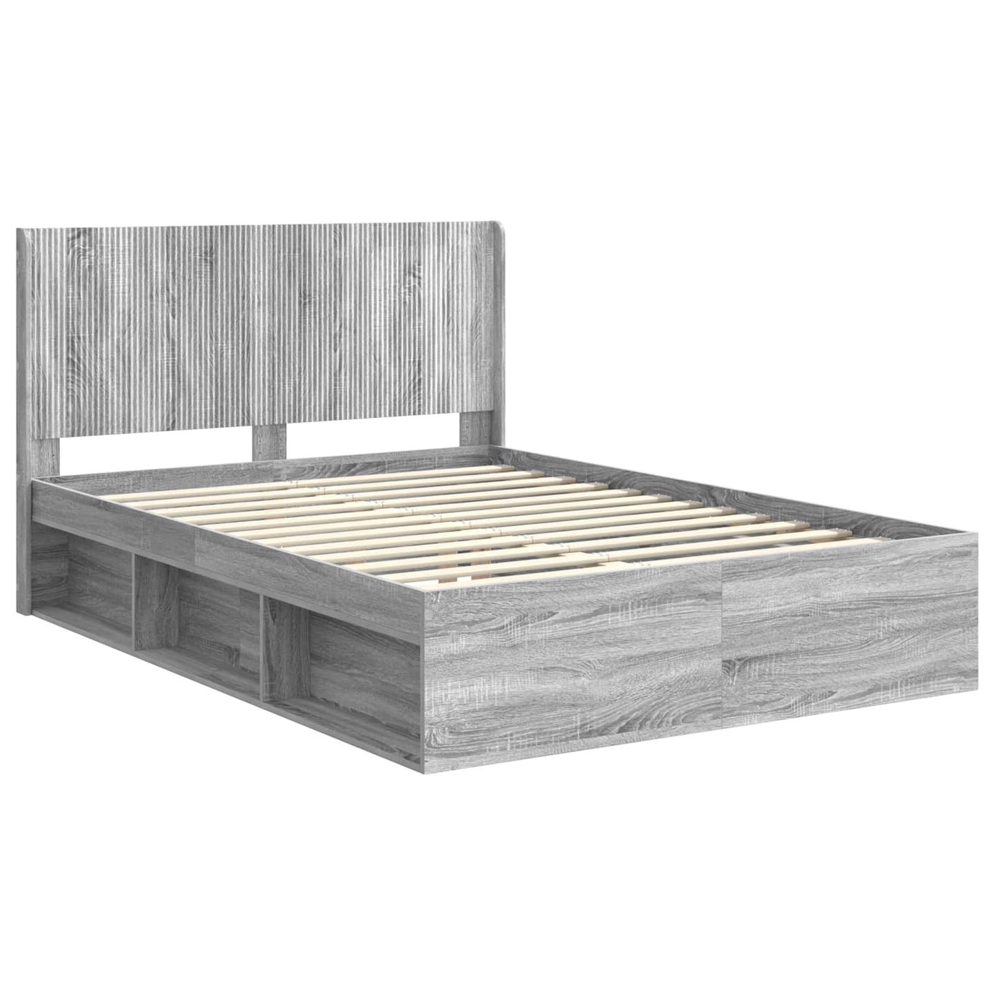 Bed Frame with Storage and Headboard Grey Sonoma 120 x 200 cm