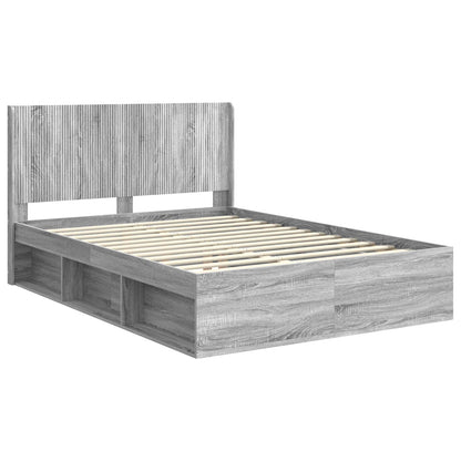 Bed Frame with Storage and Headboard Grey Sonoma 120 x 200 cm