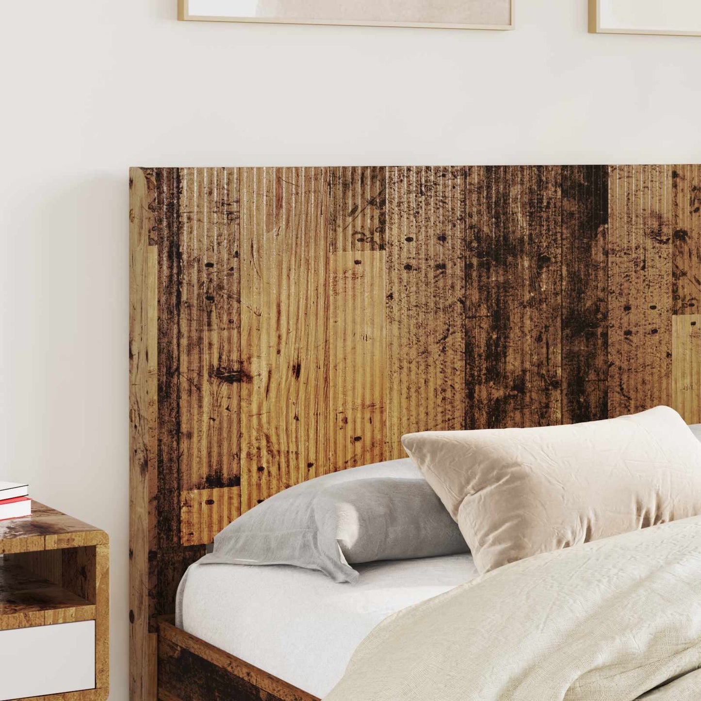 Bed Frame with Storage and Headboard Old Wood 120 x 200 cm
