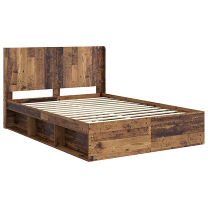Bed Frame with Storage and Headboard Old Wood 120 x 200 cm