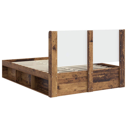 Bed Frame with Storage and Headboard Old Wood 120 x 200 cm