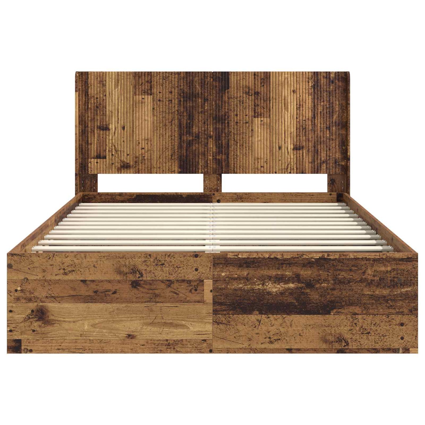 Bed Frame with Storage and Headboard Old Wood 120 x 200 cm
