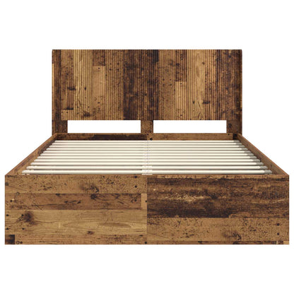 Bed Frame with Storage and Headboard Old Wood 120 x 200 cm