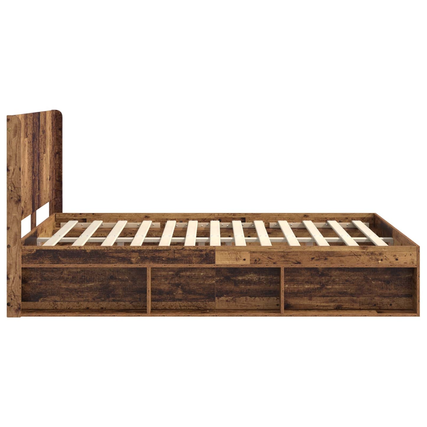 Bed Frame with Storage and Headboard Old Wood 120 x 200 cm