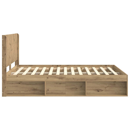 Bed Frame with Storage and Headboard Artisan Oak 120 x 200 cm