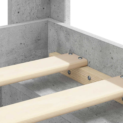 Bed Frame with Storage and Headboard Concrete Grey 120 x 190 cm