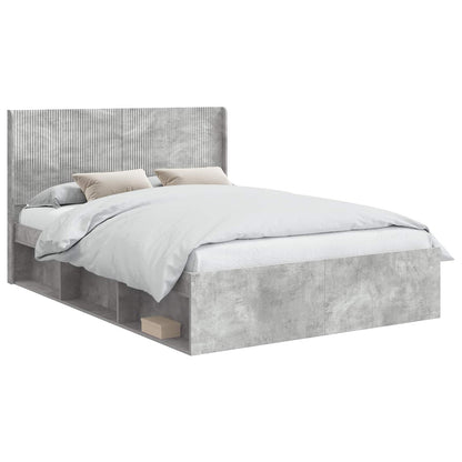 Bed Frame with Storage and Headboard Concrete Grey 120 x 190 cm