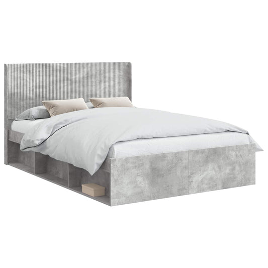 Bed Frame with Storage and Headboard Concrete Grey 120 x 190 cm