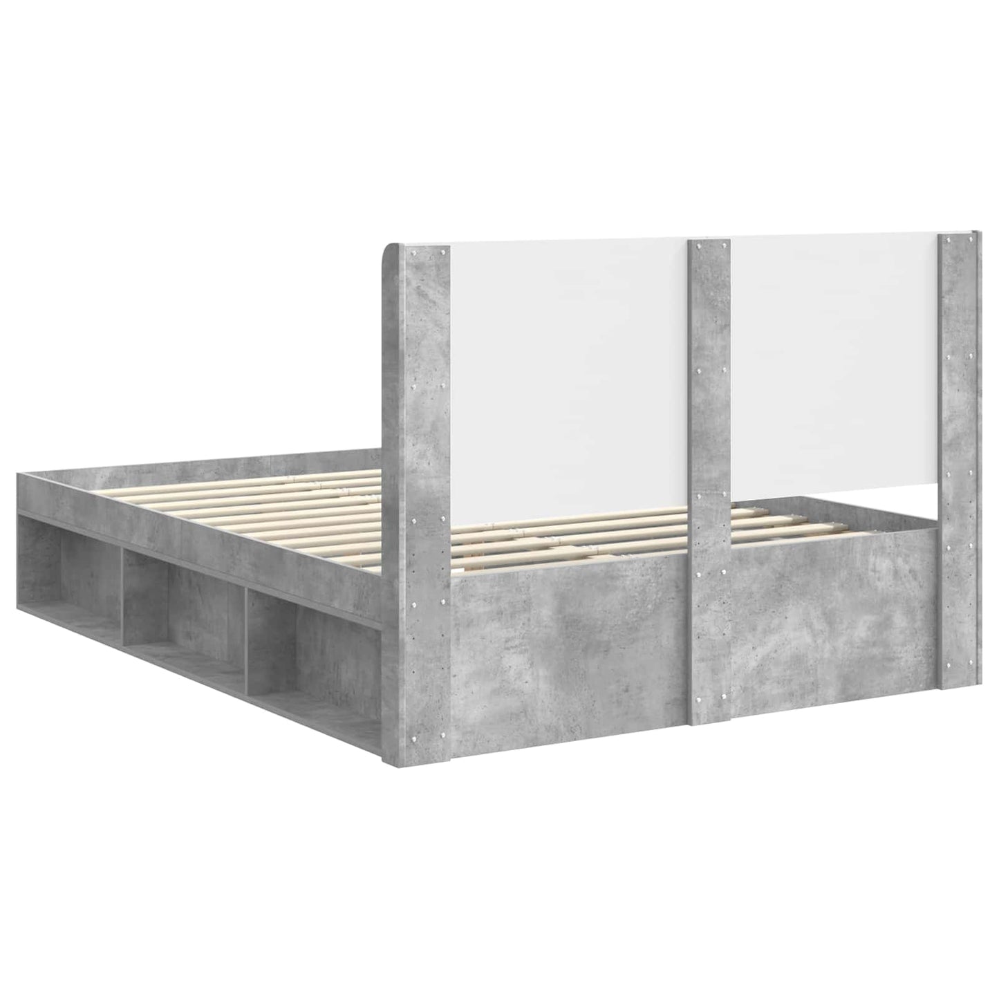 Bed Frame with Storage and Headboard Concrete Grey 120 x 190 cm