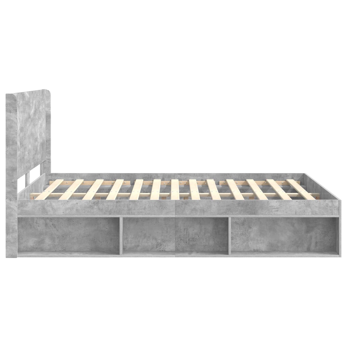 Bed Frame with Storage and Headboard Concrete Grey 120 x 190 cm