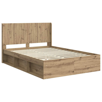 Bed Frame with Storage and Headboard Artisan Oak 120 x 190 cm