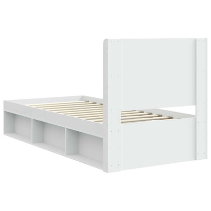 Bed Frame with Storage and Headboard White 100 x 200 cm